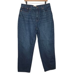 Madewell Womens Dark Wash The Baggy Straight Denim Jeans Size 32